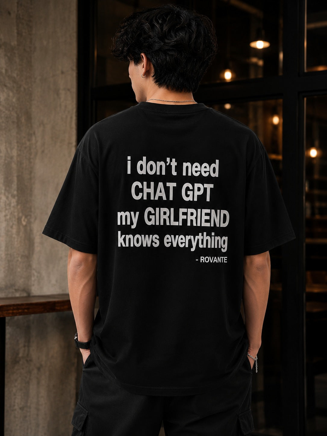 Rovante "I Don't Need ChatGPT, My Girlfriend Knows Everything" Oversized Statement T-Shirt