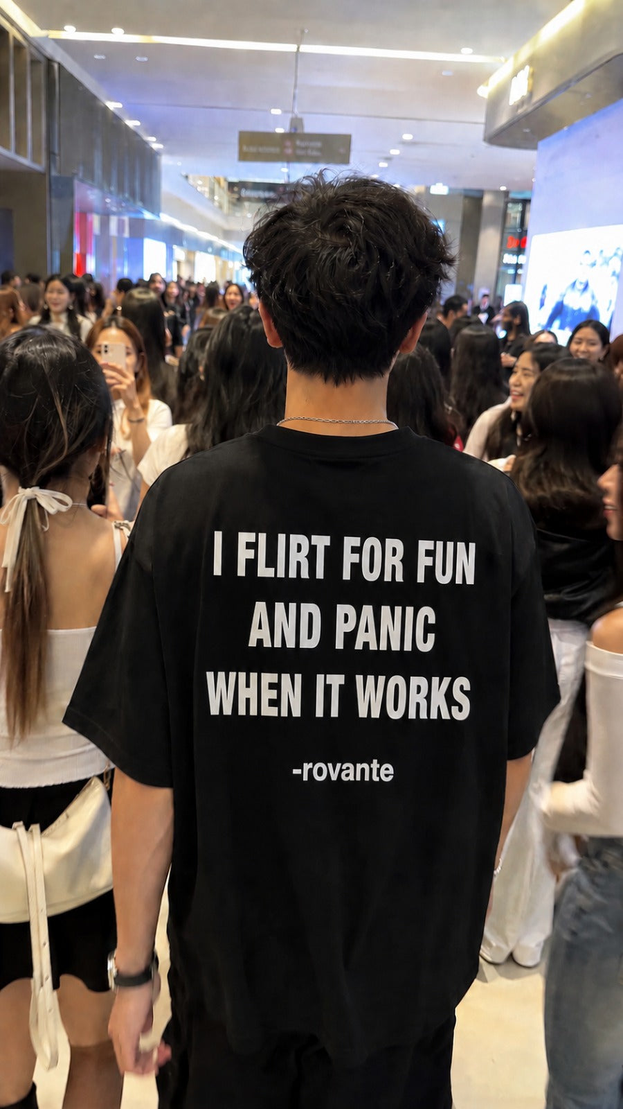 Rovante "I Flirt for Fun and Panic When It Works" Oversized Statement T-Shirt